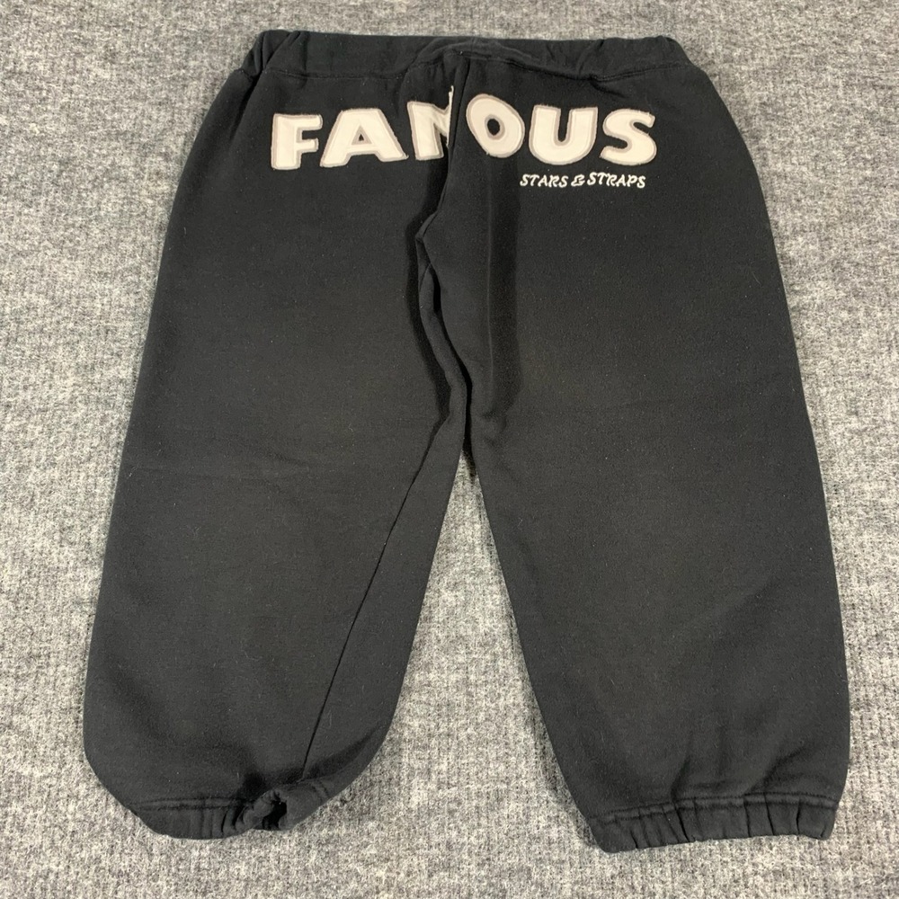 Famous Stars and Straps Sweatpants Mens Large Black Logo Joggers Shorts